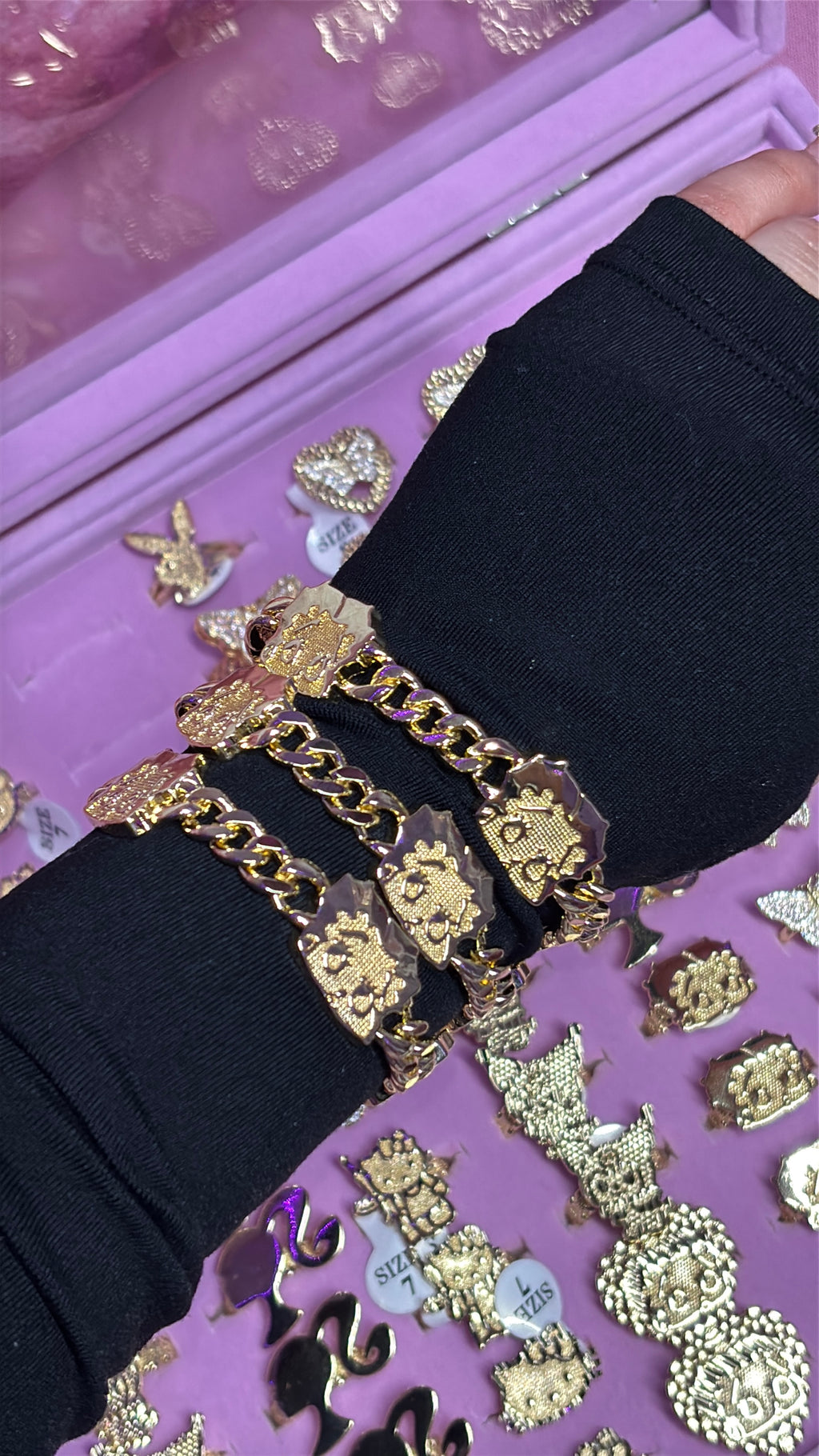 HK/BETTY BOO 3 HEAD CUBAN BRACELET