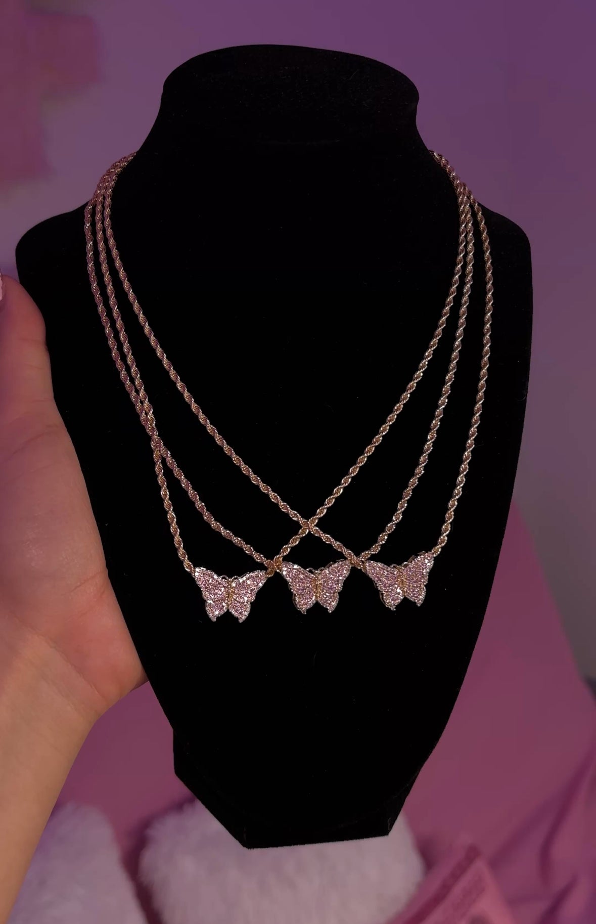 SMALL PINK BUTTERFLY NECKLACE