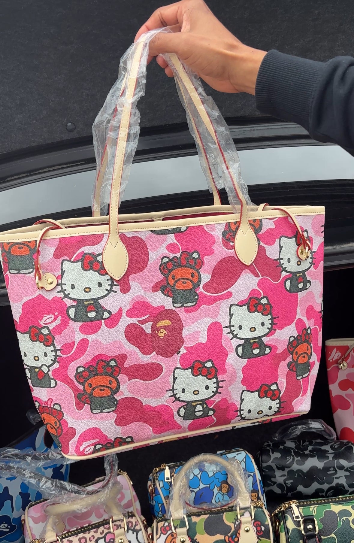 PINK HK BAPE TOTE