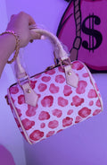 PINK WHITE LEOPARD PILLOW BAG