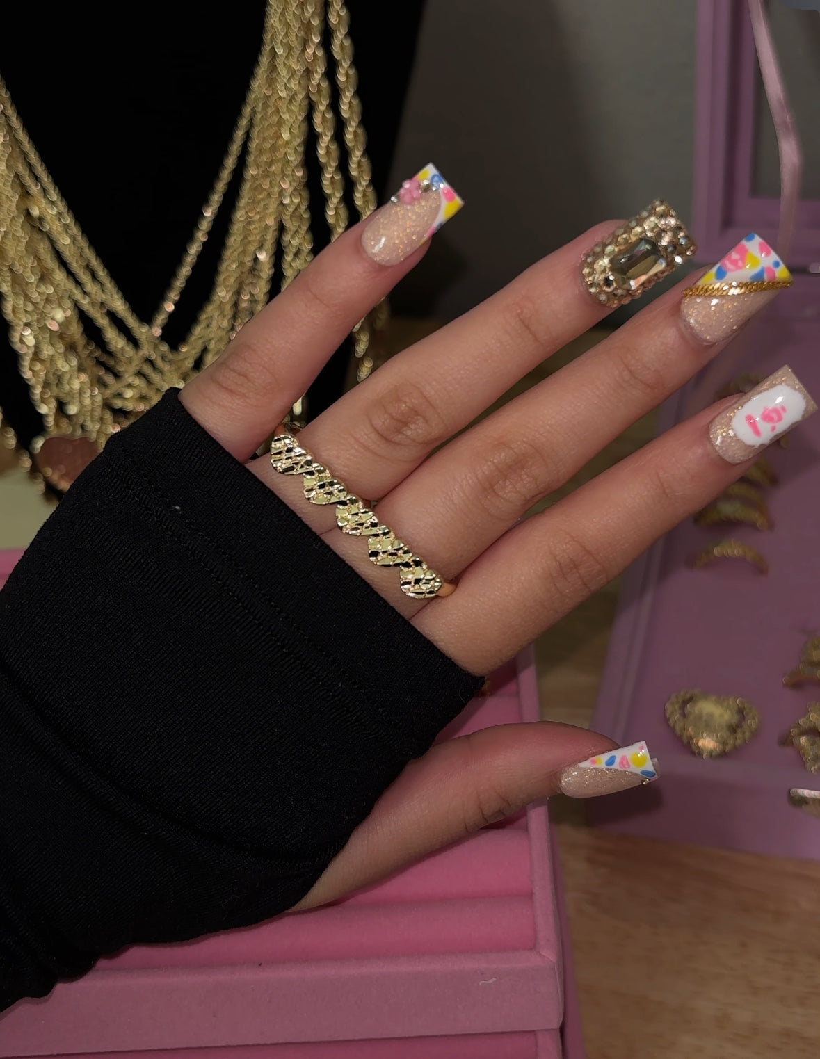 2 FINGER HRT NUGGET RING